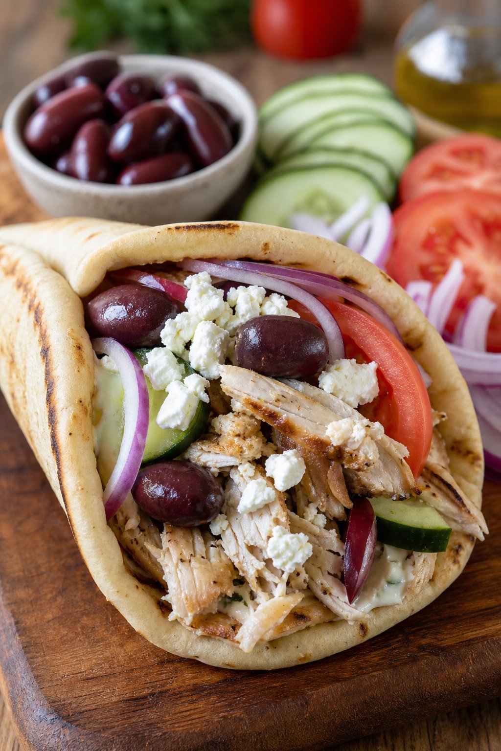 Mediterranean Magic: Quick Greek Chicken Pita with Feta and Olives