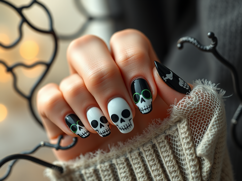 Rock Your Halloween with Spooky Skull Chic Nails