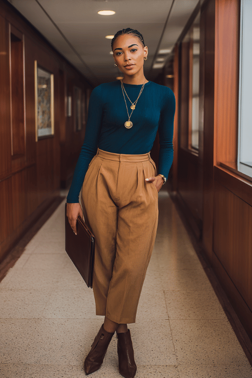 Burgundy Tonal Set + Camel Coat: A Fall Business-Casual Mood