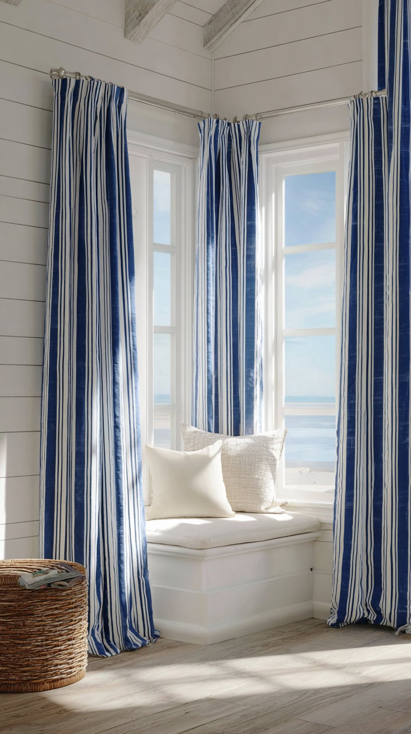 Use Calm Blues and Muted Stripes for Color and Rhythm