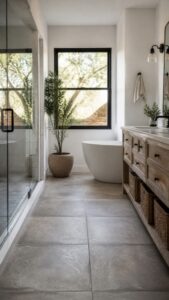 Underfoot Options: Pebbles, Penny, and Wood-Look Planks