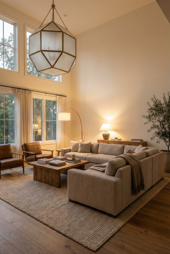 Choose Anchors: Rugs, Curtains, and Vertical Elements