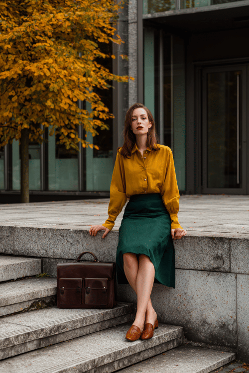 Modern Fall Business-Casual Skirt Outfit for Meetings