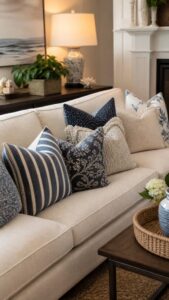 Layer Textures with Rugs, Curtains, and Cushions