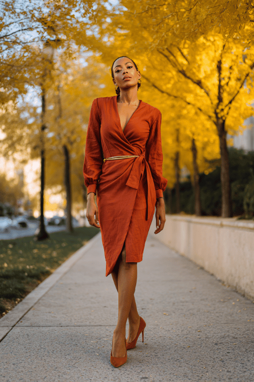 Forest‑Green Wrap Blazer Dress: Elevated Fall Business‑Casual for Black Women