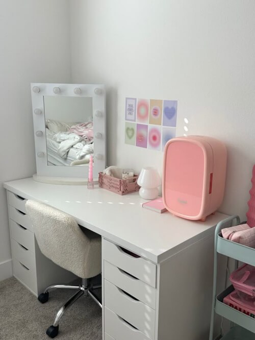 Pastel Beauty Nook with Mini Fridge