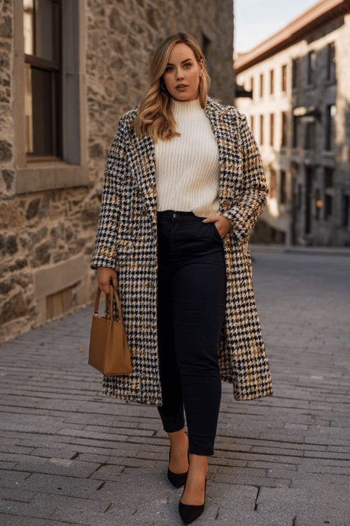 Classic Houndstooth Outfit Ideas for Women Over 50