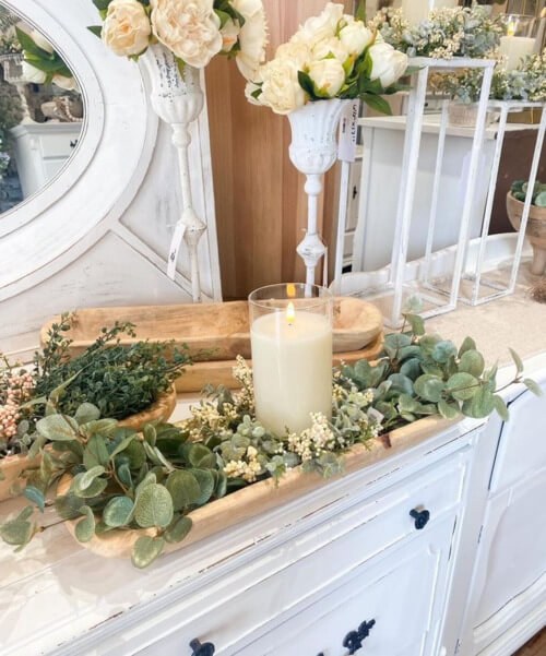 Low-Rise Candle & Greenery Centerpiece