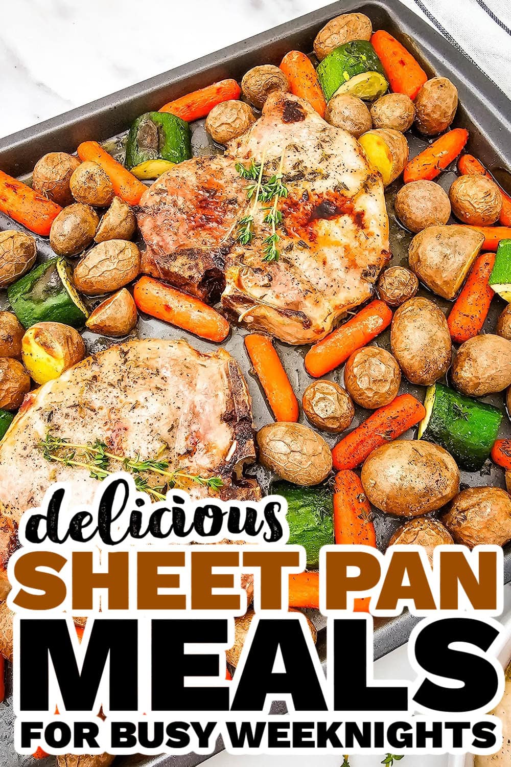 Maple-Mustard Sheet-Pan Pork with Roasted Fall Vegetables