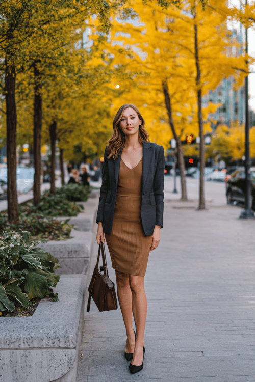 Fall Workday Dresses: The Polished Dress-and-Blazer Outfit