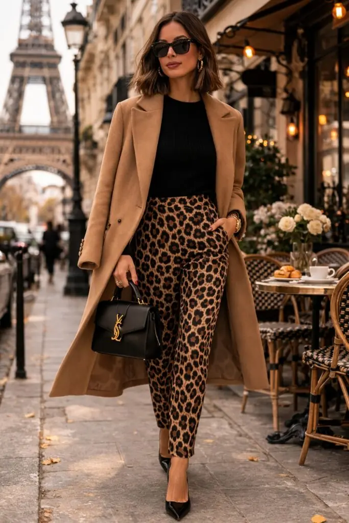 Leopard Trousers Anchored by Classic Neutrals