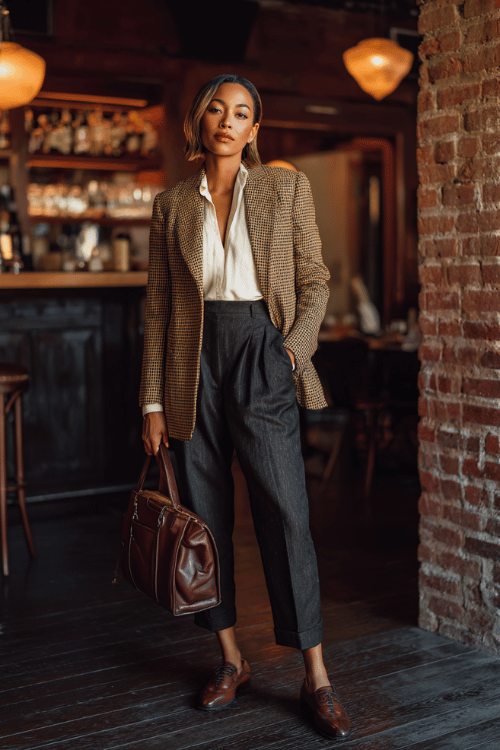 Houndstooth Power: Fall Business-Casual Outfit Formula for Black Women
