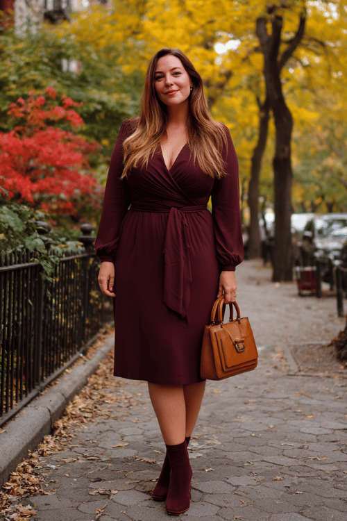 Effortless Fall Business-Casual: Camel Cardigan + Turtleneck for Midsize Frames