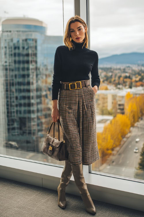 Polished Plaid & Turtleneck: A Comfortable Fall Business-Casual Look