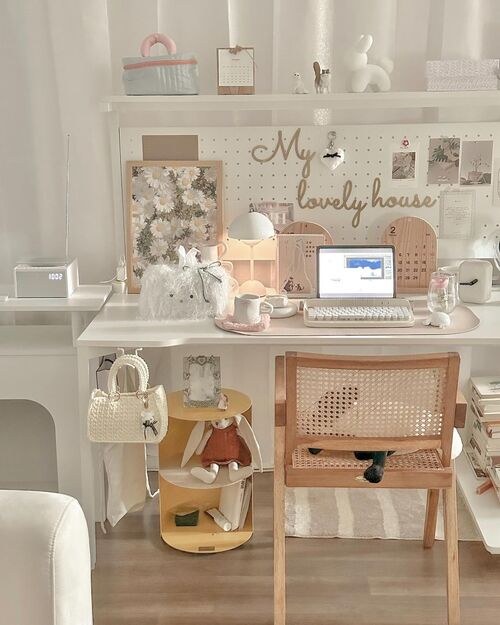 Bright & Playful White Desk Styling