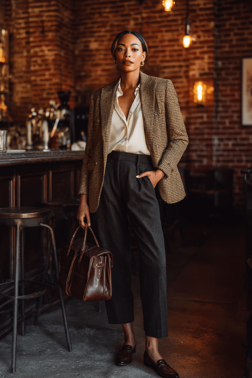 Houndstooth & Cognac: Classy Fall Business‑Casual for Women Over 50
