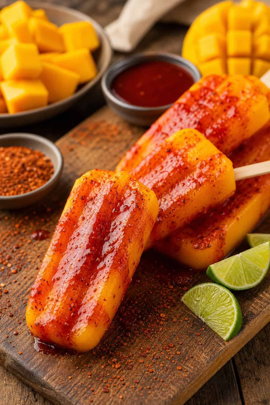 Sunset Mango Paletas with Chamoy Swirl
