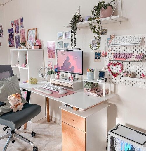 Blush and Lavender Desk Vignette