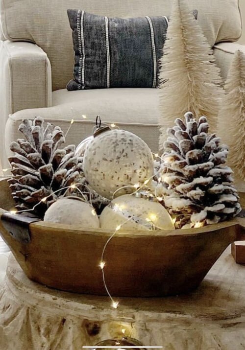 Frosted Pinecones and Glittering Ornaments