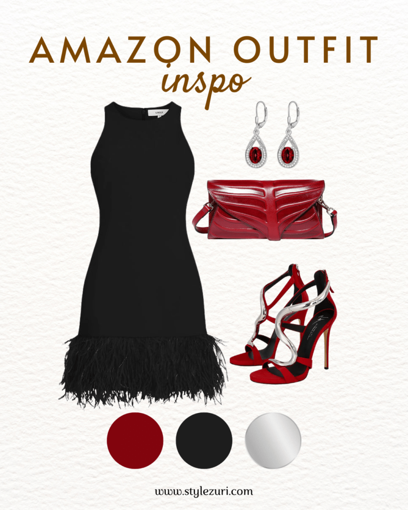 Feather-Trimmed Collared LBD for Playful Professionalism