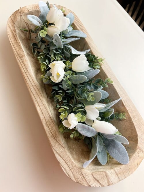 White Tulips and Silvery Greenery Centerpiece