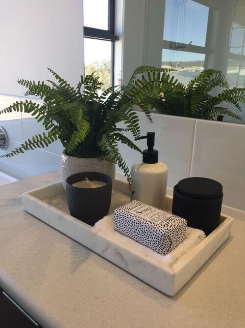 Marble Tray Styling for a Tidy, Seasonal Vanity