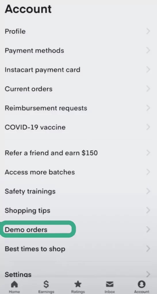 Step-by-step: running a demo order in the app