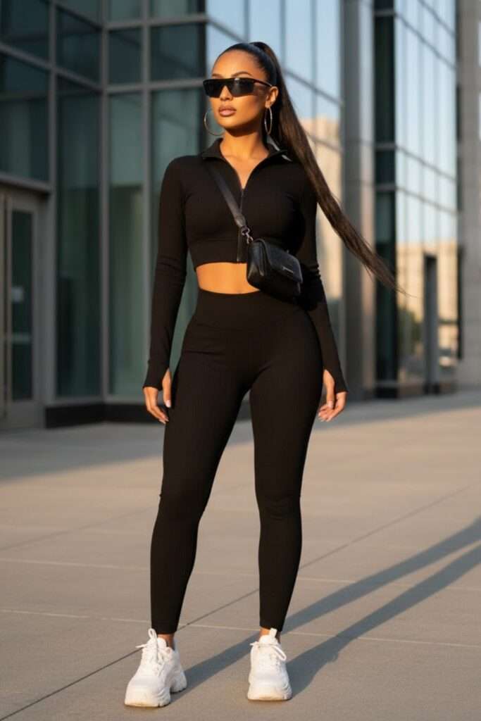 Sleek All-Black Athleisure for City Days