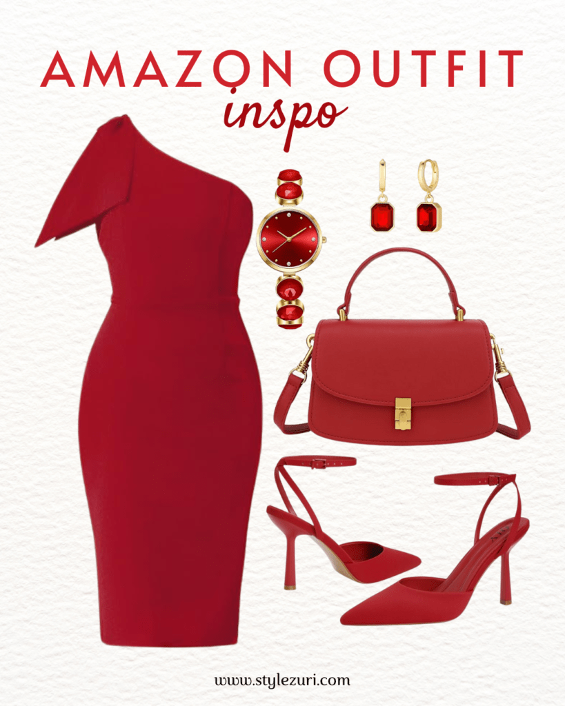 Red Radiance: Satin, Pleats and Crystal Accents