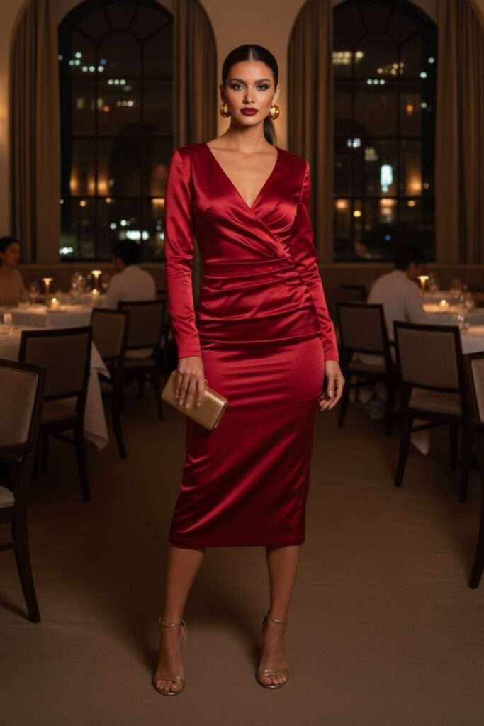Crimson Luster: A Polished Midi for Date Night