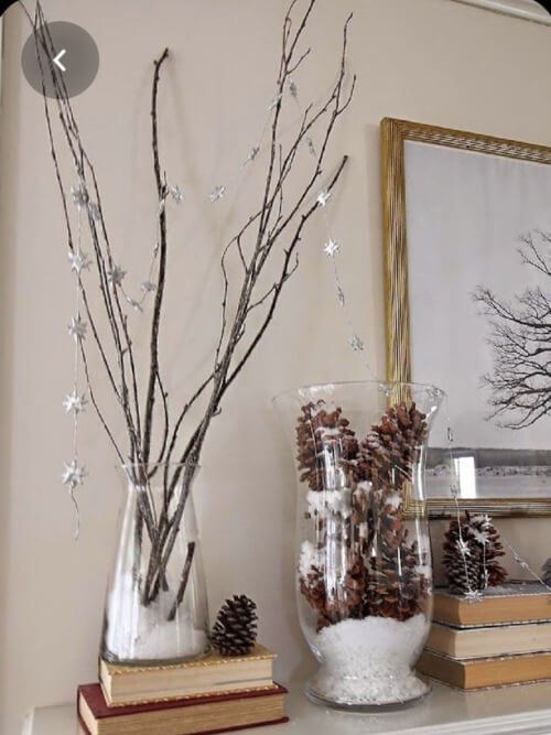 Winter-Kissed Pinecone and Branch Vignette