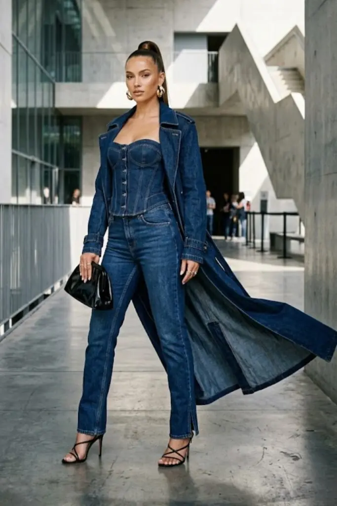 Indigo Sculpted Denim with Longline Tailoring