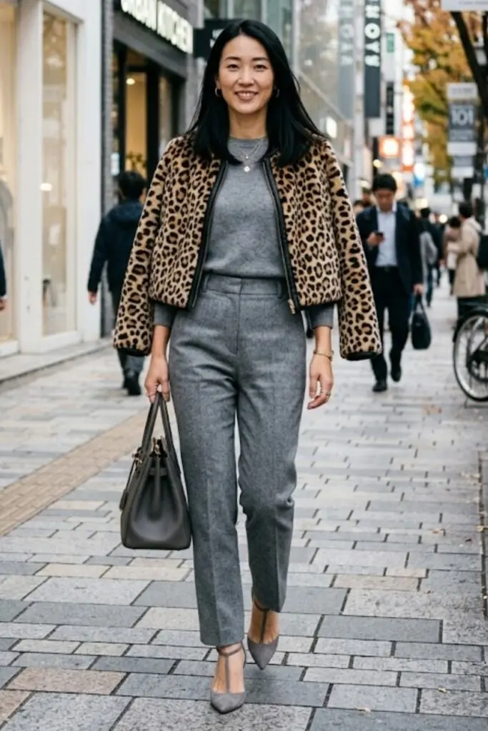 Cropped Leopard Blazer Grounded by Soft Neutrals