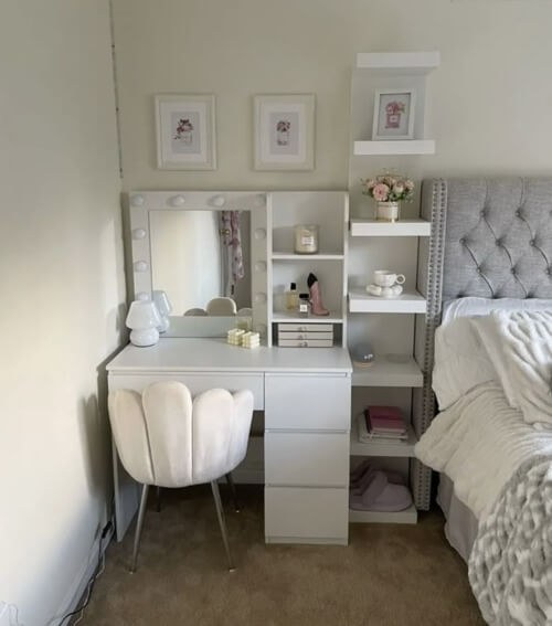 Serene White-On-White Bedside Vanity