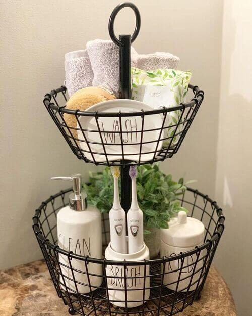 Tiered Metal Basket for Stylish Counter Organization