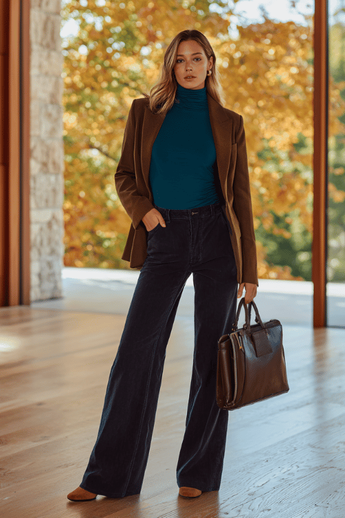 Teal + Camel: Easy Fall Business-Casual for Women Over 50