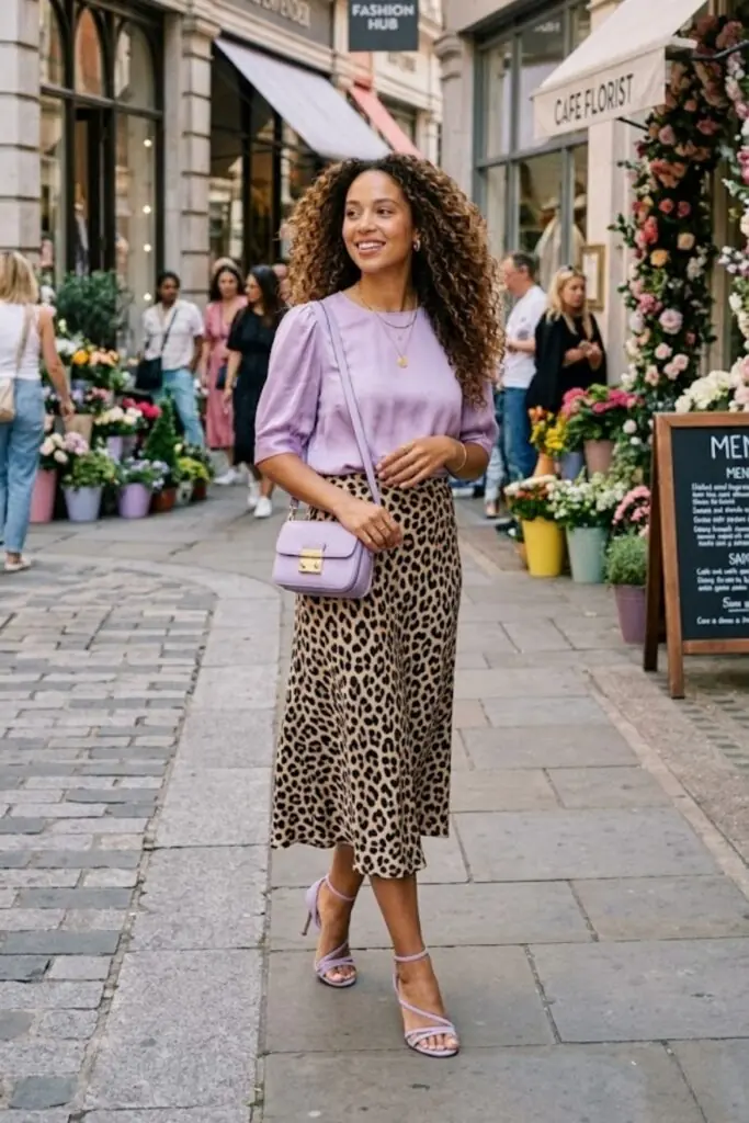 Gentle Pastels Soften Leopard Midi for Everyday Elegance