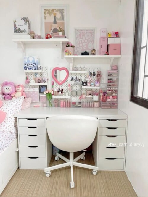 Pink Pegboard Vanity — Playful, Practical Accent Wall