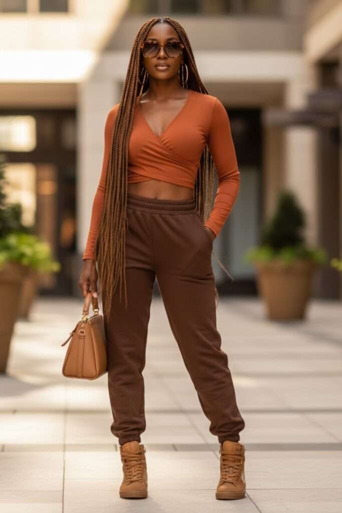 Warm Earth-Tone Athleisure for City Strolling