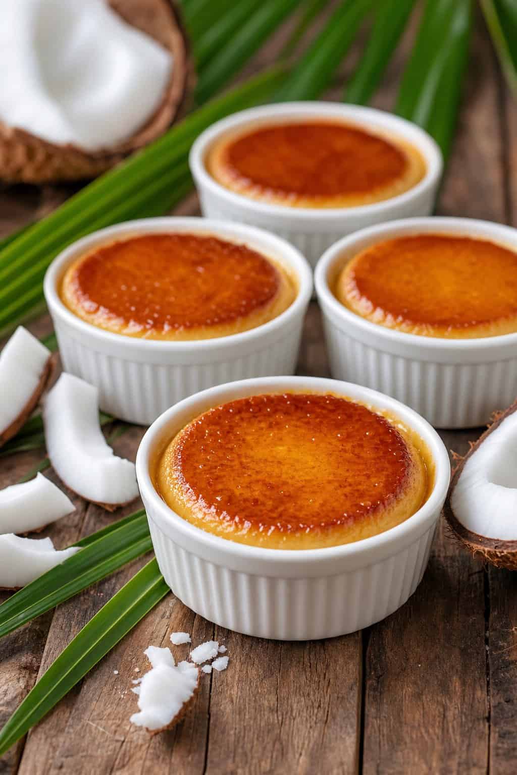 Mini Coconut-Caramel Flans with Toasted Coconut
