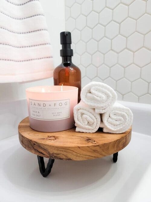 Round Wood Riser for a Curated Sink Vignette