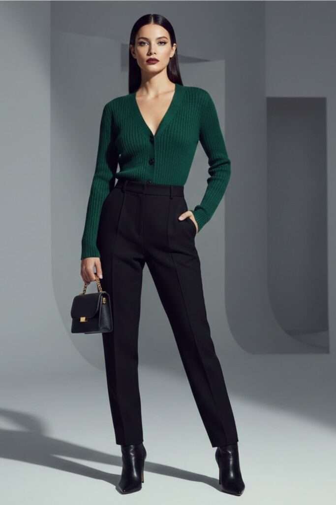 Deep Emerald Minimalism: Tailored Green for City Dressing