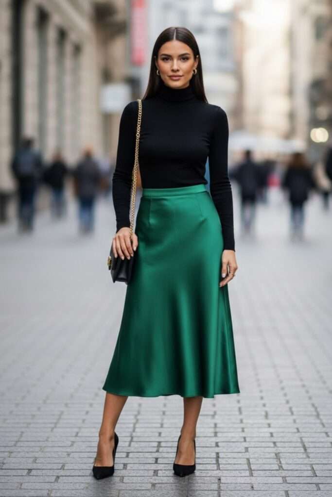 Lustrous Green Midi for Polished City Dressing