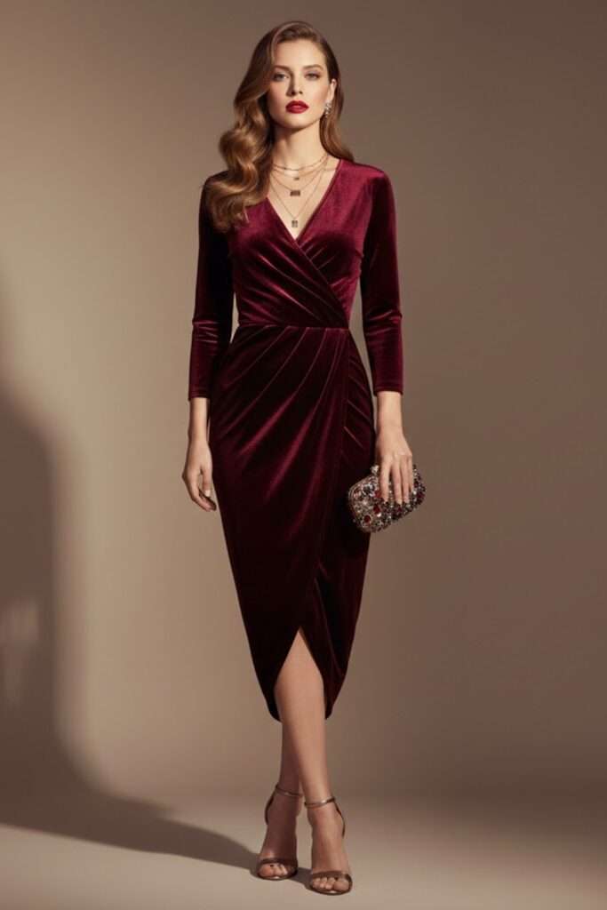 Burgundy Velvet Wrap for Intimate Candlelit Evenings