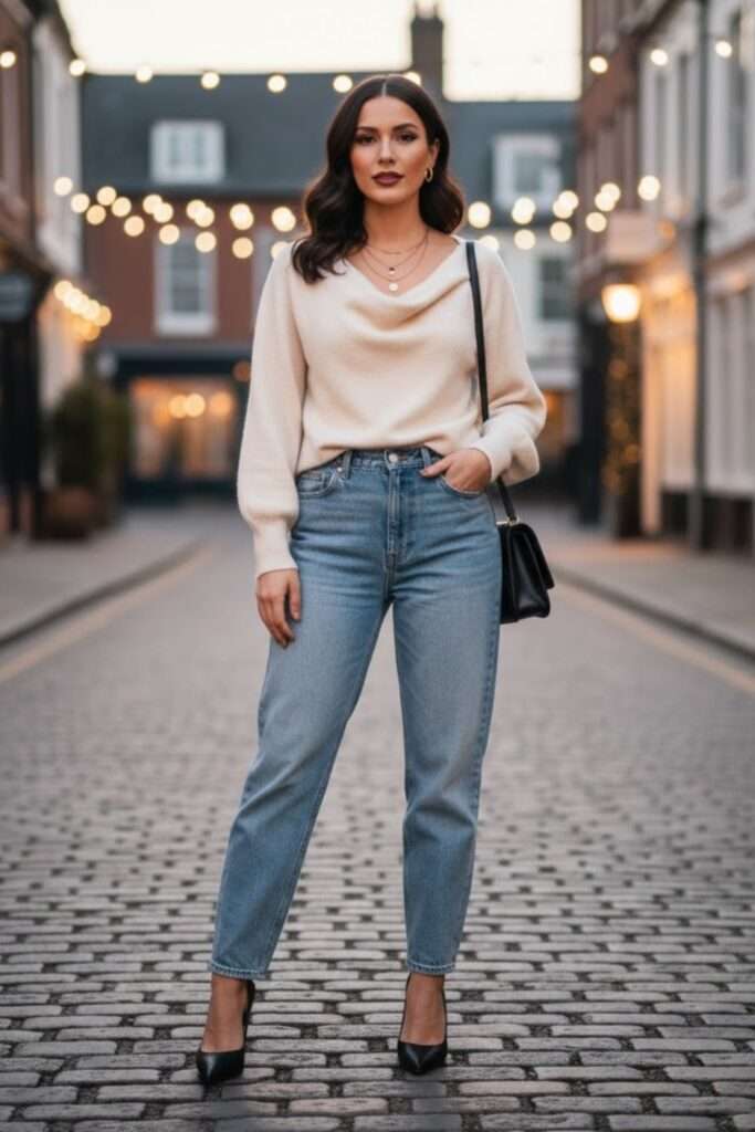 Cocooned Creams and Classic Denim for Date Nights