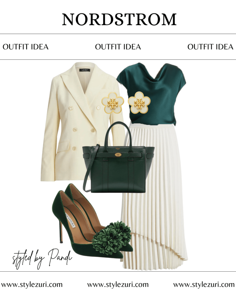 Polished Texture Play: Corduroy Meets Pleated Elegance