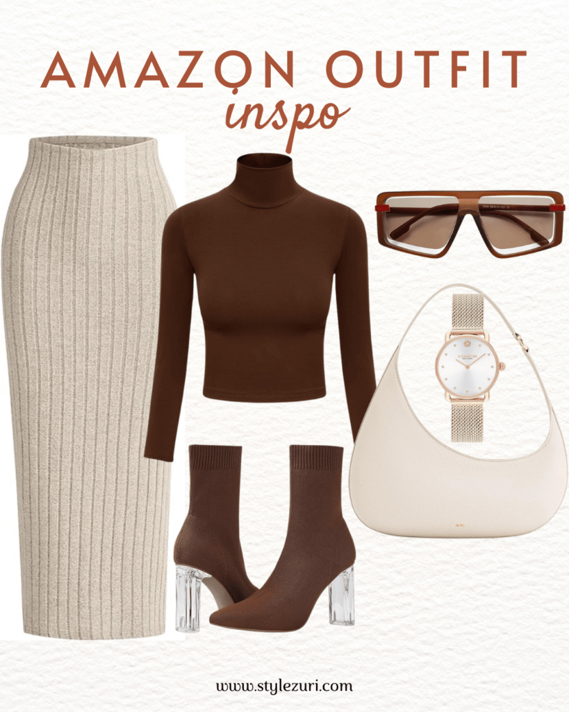 Beige Bodycon with Brown Accents for Day-to-Night