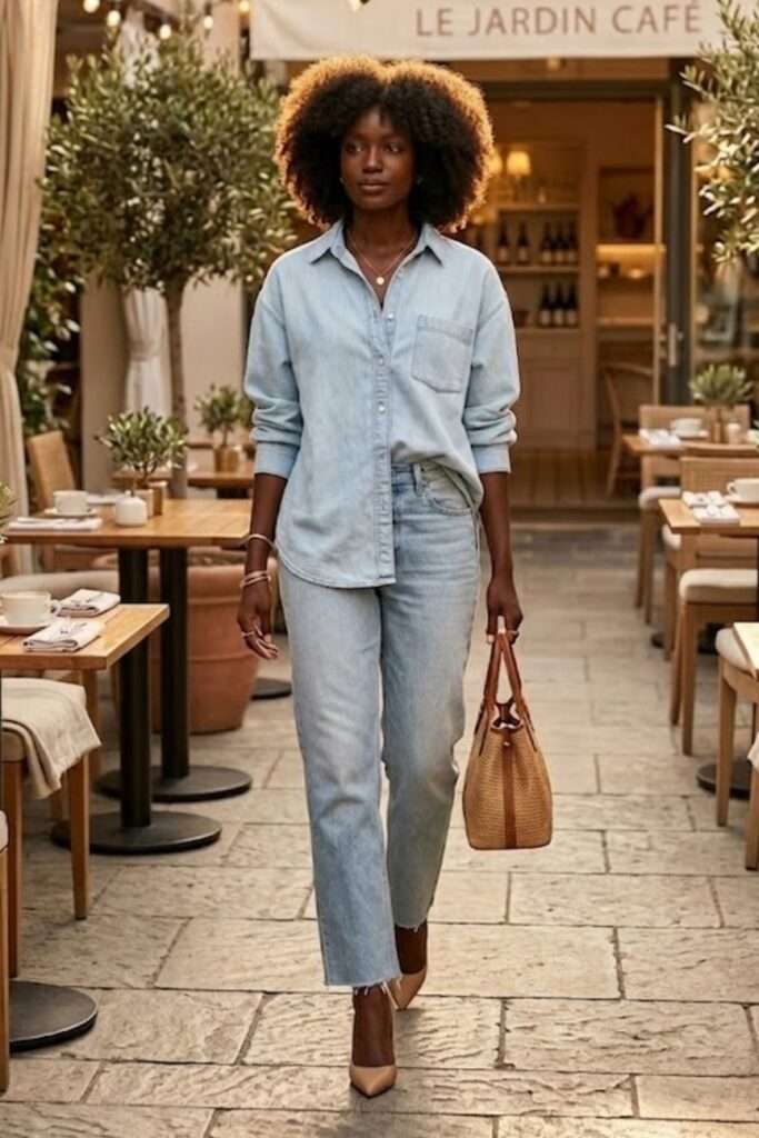 Sun-faded Double Denim with Casual Tailoring