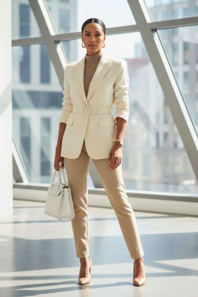 Monochrome Composure: A Streamlined Neutrals Lunch for Focused Workdays
