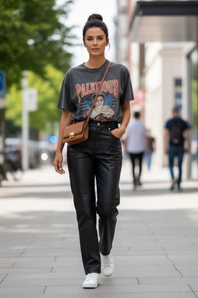 Three Ways to Wear Leather Pants All Day